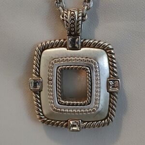 Brighton Torus Square Silver And Gold Reversible Pendant Necklace
